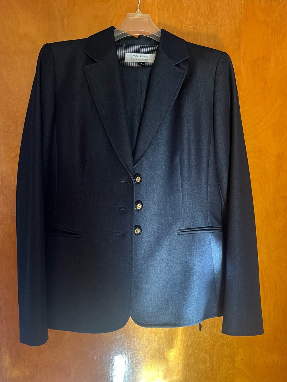 Tahari ASL Black Women's Three-Button Tailored Pantsuit